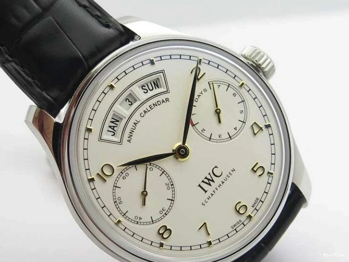 MIROTIME 1217 Portuguese Real PR Real Annual Calendar IW5035 YLF 1:1 Best Edition White Dial On Leather Strap A Refined 7243